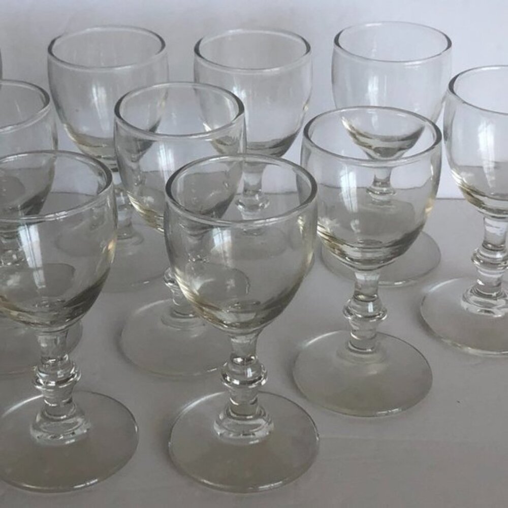 Vintage Set of 12 Dessert wine clear glasses